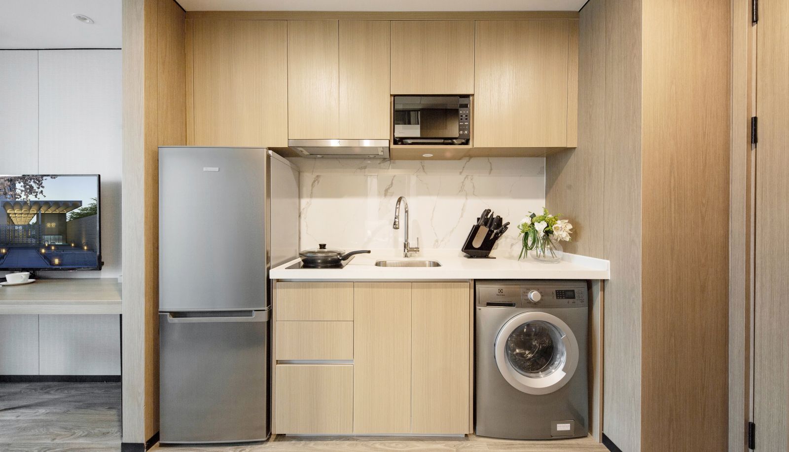 Zona de cocina en la habitación - CM+Serviced Apartment Shenzhen Dongmen