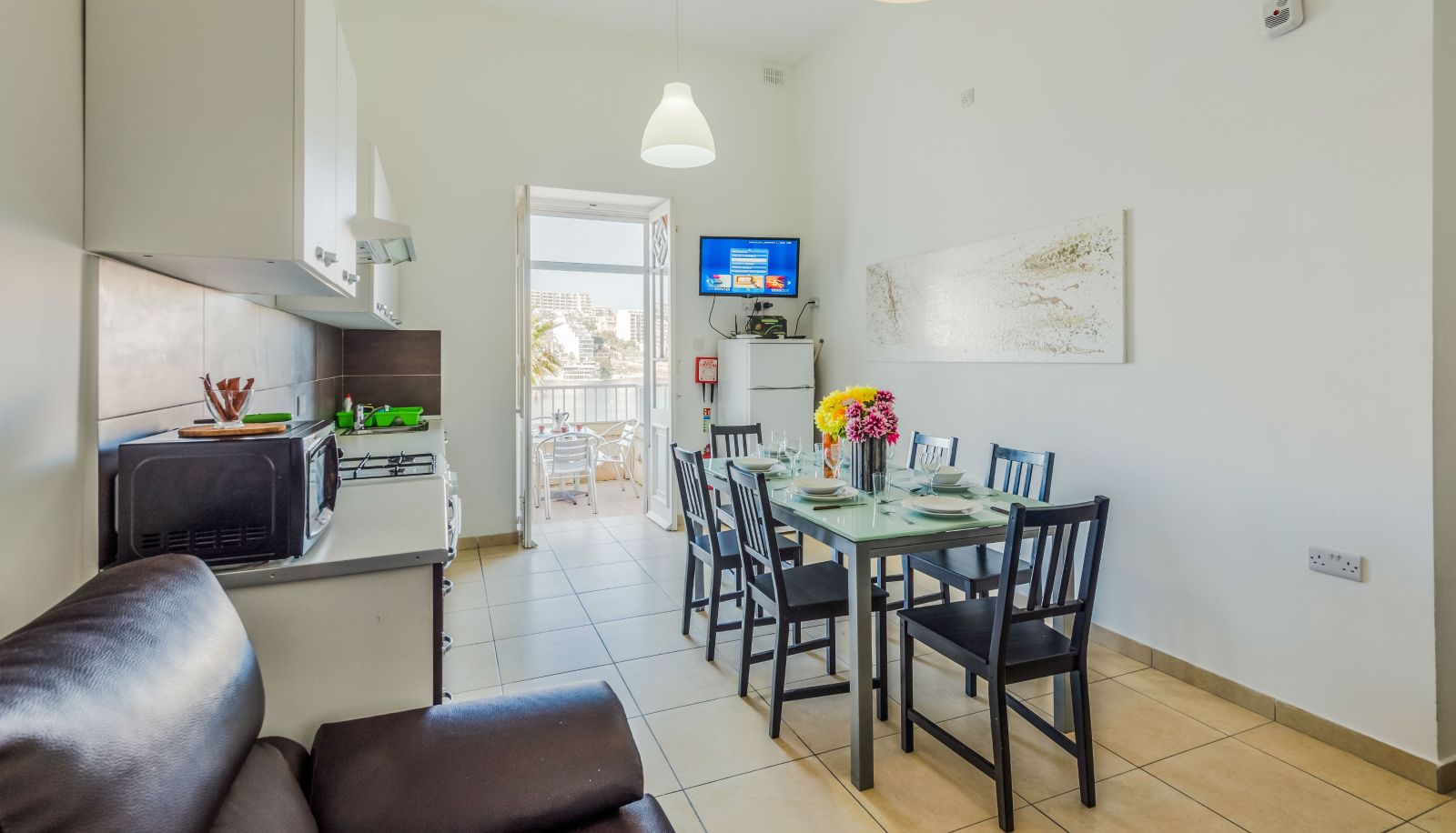 Kitchen area in the room - Blue Harbour Seafront 2 Apartment