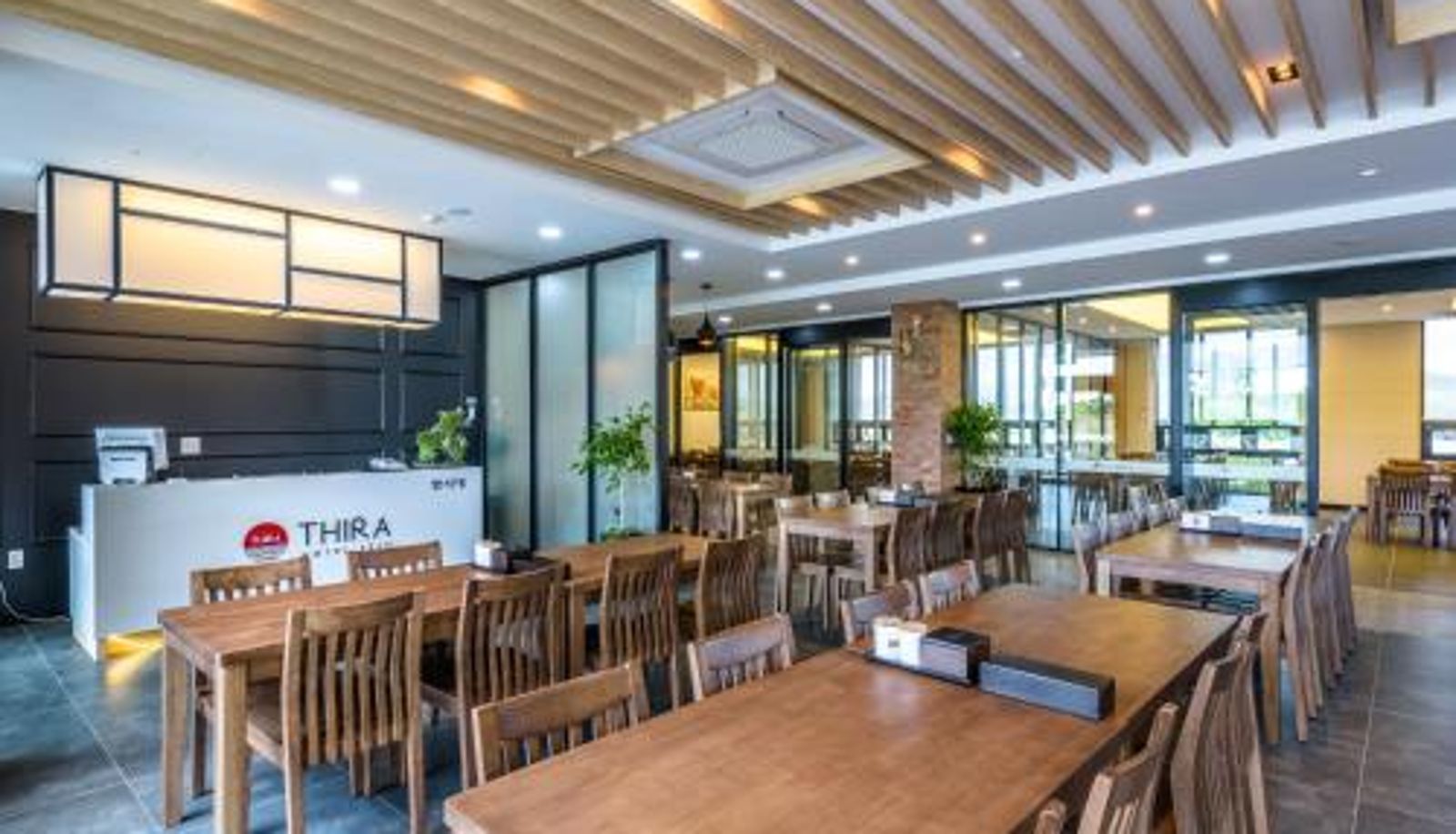Breakfast room within the restaurant - Thira Hotel