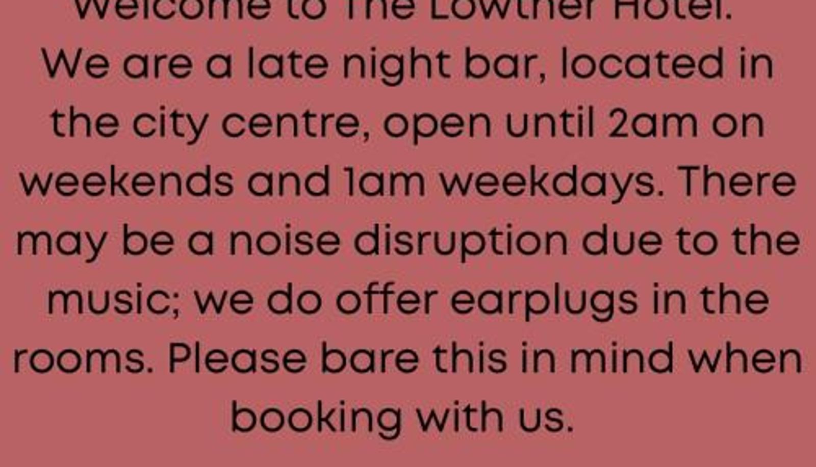 Info - The Lowther Hotel