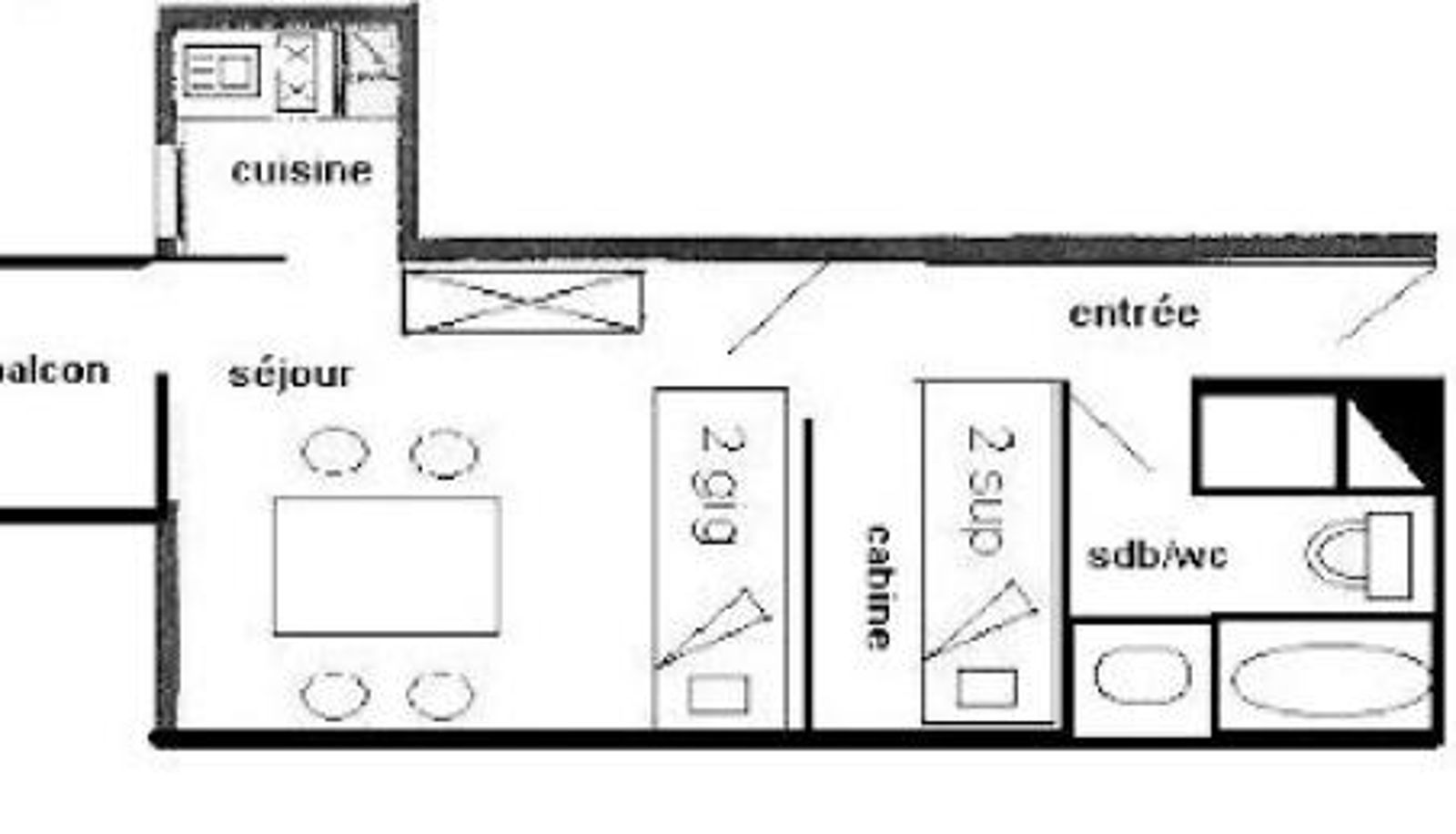 Standardzimmer - Résidence Les Hameaux I - Studio 3/4 pers - LES HAMEAUX 1 - 116H1 -PLAGNE VILLAGES MAE-6134