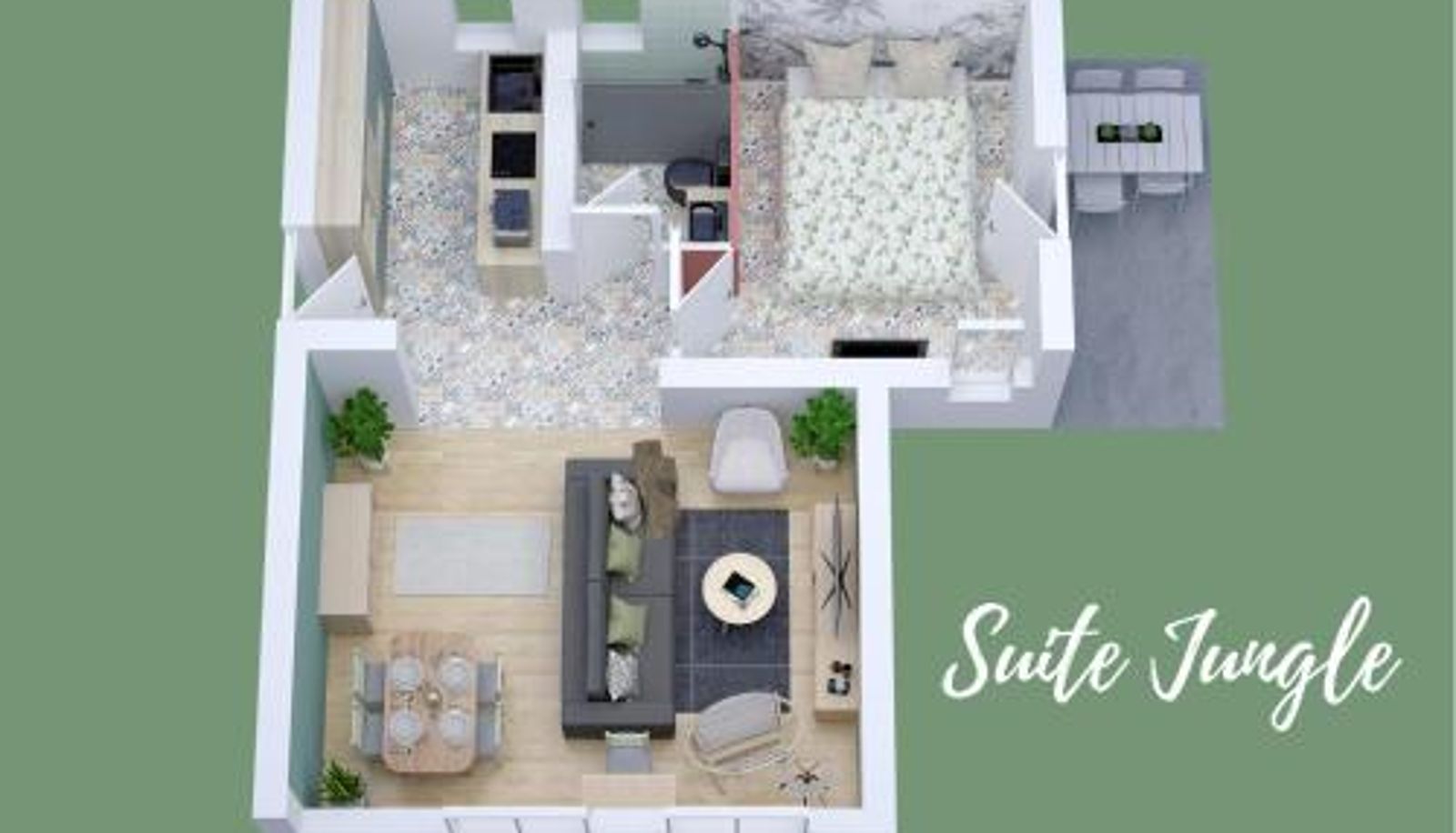 Apartment - NETFLIX et PARKING - Le Manoir aux Pommes SUITE JUNGLE - JARDIN